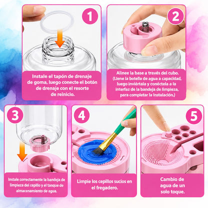Limpiador de Pinceles con Paleta de Colores